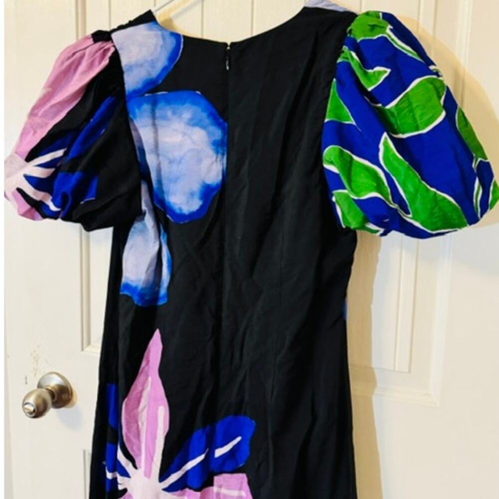 Anthropologie Puff-Sleeve A-Line Floral Maxi Dress L - Picture 6 of 8